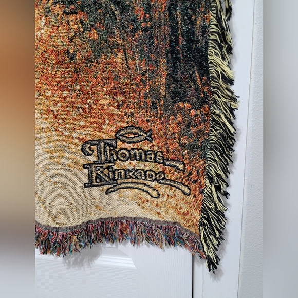 NEW Thomas Kinkade "Autumn Lane" Tapestry Throw Blanket 51" x 68" 100% Cotton - Picture 2 of 7